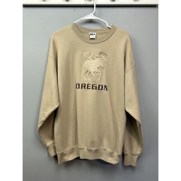 Vintage Oregon Crewneck Sweatshirt Men’s Size Large Tan Puff Rustic Outdoors‎ - Picture 1 of 6